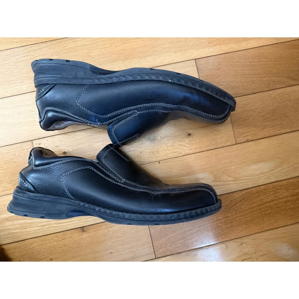 Dockers‎ ProStyle Mens Black Leather Slip On Loafers Square Toe 10.5M 90-29034